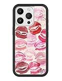 Wildflower Cases - Kensington Collab, Compatible with Apple iPhone 16 Pro | Kiss Lips Red Pink Popular Aesthetic Cute Trendy - Protective Black Bumper, 4ft Drop Certified, Women Owned Small Business