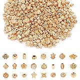 UPINS 300Pcs Gold Spacer Beads for Jewelry Making - Bracelet, Necklace Crafts - Metal Alloy Loose Beads with Random Styles for DIY