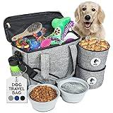 Dog Travel Bag for Supplies - Airline-Approved Backpack for Dogs - Pet Supply Organizer with Foldable Bowls & Food Containers - Pet Travel Bag - Dog Bags for Travelling with Accessories