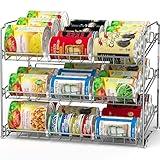 Simple Houseware Stackable Can Rack Organizer, 3-Tier Chrome-Finished Shelf – Holds Up to 36 Cans, 17" W x 11.5" D x 14" H – Pantry Cabinet Food Storage Dispenser
