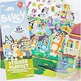 Horizon Group USA Bluey Sticker Playset, 2 Sticker Play Scenes, 35+ Reusable Puffy Bluey Repositionable Stickers for Kids, Perfect for Travel, Screen-Free Fun