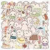 50 Pcs Kawaii Bunny Stickers, Pink Aesthetic Stickers for Water Bottle, Cute Vinyl Waterproof Decals for Laptop Scrapbooking Journaling Bicycle Car Phone for Teens Girls Kids Adult