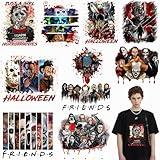 10 Sheets Halloween Iron on Transfers for T-Shirts,Halloween Iron on Patches Stickers,Horror Movie Characters,Halloween Heat Transfer Vinyl Halloween Iron on Decals for T-Shirt Clothes DIY