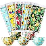 NiHealth 50PCS Adult Disposable Face Masks 3-Ply Individually Wrapped Summer Floral Patterns Breathable Non-Woven Fabric Adjustable Nose Wire Soft Elastic Ear Loops Holiday Shopping Party