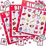 JOYIN 28 Players Valentine's Day Bingo Set, Game Cards for Kids School Classroom Party Supplies, Family Activity