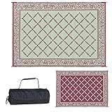 Stylish Camping 116095 6-feet by 9-feet Reversible Mat, Plastic Straw Rug, Large Floor Mat for Outdoors, RV, Patio, Backyard, Picnic, Beach, Camping (Burgundy/Beige)