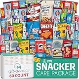 Gift A Snack - Fathers Day, Snack Box Variety Pack Care Package + Greeting Card (60 Count) Birthday Sweet Treats Gift Basket Candies Chips Crackers Bars Food Assortments Variety