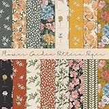 Whaline 30 Sheets Flower Garden Pattern Paper Vintage Botanic Scrapbook Specialty Paper Double Sided Floral Decorative Craft Paper For DIY Card Making Photo Album Decor, 6 x 6 Inch