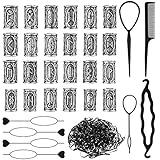 Geosar 24 Pcs Norse Vikings Runes Hair Beard Beads for Bracelets Necklace Accessories DIY Includes 7 Pcs Pull Hair Pin Quick Beader Tool and Black Rubber Bands for Women Men(Silver)