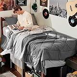 Bedsure Twin XL Comforter Set - 5 Pieces Reversible Grey Bedding, Twin XL Size Bed Set for All Seasons, Bed in a Bag with Down Alternative Comforter, Sheets, Pillowcase & Sham