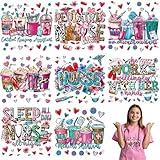 Nurse Iron on Transfers: 30 Pcs Hospital Themed DTF Transfer Ready to Press, Colorful Drink Cups Iron on Patches Decals, Heat Transfer Vinyl for Bags Clothing DIY Crafts (8×8 inches)