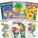 Kalysky Color by Numbers Adult Coloring Books,3 Fun Coloring Books for Adult Relaxation,60 Pages of Flowers Nature Landscapes Animals,Brain Game for Adults