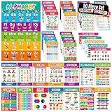 Decorably 50 Vibrant Kindergarten Learning Posters for Toddlers, 11x17in Matte-Laminated Preschool Educational Posters for Kindergarten - Classrooms, School Hallways, Bulletin Boards, Home Study Room