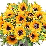 AmyHomie Artificial Sunflower Bouquets,2 Bunches Fake Wildflowers for Baby Shower Home Wedding Spring Decor, Bride Holding Flowers,DIY Garden Craft Art Decor