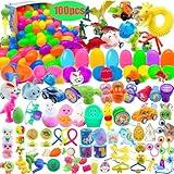 PDFVS 100 Pcs Prefilled Easter Eggs Filled with Novelty Toys,Bright Colorful for Easter Basket Stuffers,Easter Party Favors and Hunt