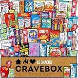 CRAVEBOX Snacks Variety Pack for Adults (65 Count) Father's Day Candy Cookies Chips Care Package - Gifts for Men Birthday Boys Guys Girls Women - Snack Box for Kids