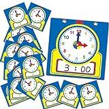 Junkin 25 Pcs Teaching Clock Kit, Learning Clocks for Kids Learning Time with Erasable Surface for Home School Classroom Supplies(Cute Style)