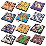 Gamie Magnetic Board Travel Games for Kids, Includes 12 Games, 5" Compact Design - Individually Boxed - Teaches Strategy & Focus, Great for Road Trip Activities/Travel/Camping - Gift for Kids Ages 5+