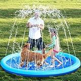 SLOOSH Non-Slip Splash Pad Sprinkler - Outdoor Water Toys Play Mat for Toddlers Kids Dogs, Outside Thickened Sprinkler Pool Party Durable Backyard Fountain for Girls Boys Pets (72in, Blue)
