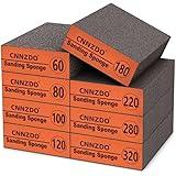 Cnnzdo 8Pcs Sanding Sponge, 60/80/100/120/180/220/280/320 Coarse/Medium/Fine/SuperfineGrit Sanding Block, Sandpaper Sponge Sanding Blocks, Hand Sander Sponges for Drywall,Metal Wood Polish,Brush Pots
