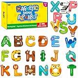 Large Size Magnetic Letters, Cute Animal Alphabet ABC Magnets for Fridge Colorful Uppercase Animals Toys Set Educational Spelling Learning Games for Kids, Toddlers 3 4 5 Years Old