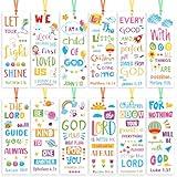 Haooryx Bible Verse Kids' Bookmarks - 123Pcs Kids Religious Inspirational Bookmarks Colorful Flower Balloon DIY Book Marks Sunday School Prizes Reading Lovers Gift Goodie Bag Fillers Class Reward