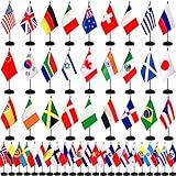 TSMD 50 Countries International World Desk Flags Set Small Mini Office Table Stick Flag with Stand Base,5x8 Inch