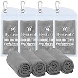 Hystrada 4 Pack Cooling Towels 40" x 12" - Instant Cooling Relief for Golf, Fitness, Camping, Hiking, Yoga, Pilates - Premium Quality, Portable Design