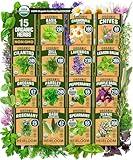 HOME GROWN 𝗢𝗥𝗚𝗔𝗡𝗜𝗖 15 Herb Seeds Variety Pack 2,500+ 𝗡𝗢𝗡-𝗚𝗠𝗢 𝗨𝗦𝗔 High-Germinating Heirloom Seeds for Planting Indoor Outdoor Herb Garden Hydroponics Garden Seeds, Basil Cilantro & More
