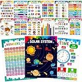 15 Packs Educational Poster, Thick Early Learning Posters Waterproof & Tear Proof with PET Film, Alphabet/Animals/Opposites/Emotions/Numbers Posters for Kindergarten Preschool Toddlers (14.5”x11”)