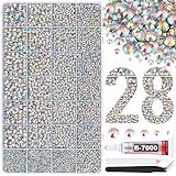 30000Pcs Resin Rhinestones for Bedazzling with B7000 Jewelry Glue, AB Flatback Gems Rhinestones for Crafting, Clothing Tumblers Mugs Shoes Fabric Decor Nail Art