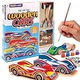 Made By Me Build & Paint Your Own Wooden Cars by Horizon Group USA, DIY Wood Craft Kit, Easy to Assemble & Paint 3 Race Cars, Multicolored