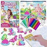 homicozy Art & Craft Activity for Kids-Foil Fun Unicorn & Princesses,No Mess Art Crafts for Girls,DIY Foil Foam Stickers,Creative Activity Kits,Kids Travel Toys,Gifts for Girls & Boys Ages 4-10