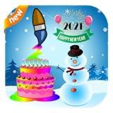 Cakes Happy New years 2021 Coloring Book