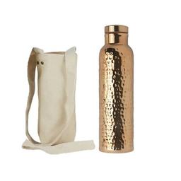 Electroplated Copper Thermos Cup Outdoor Sports Hammered Pattern Kettle with Canvas Bag Sports Large Capacity Leak proof Water Bottle 650ML