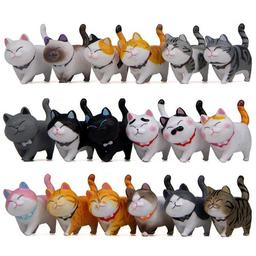 9PCS Wholesale Cartoon Cute Pet Tie Shorthair Cat Maine Coon PVC Anime Mini Figures Landscape Decoration Toys Doll For Baby Gift